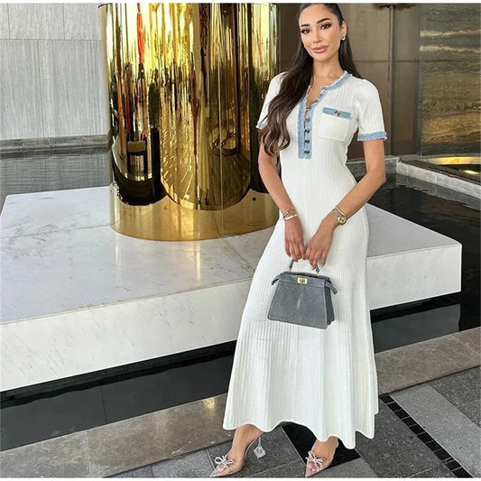Elegant Knit Bodycon Maxi Dress