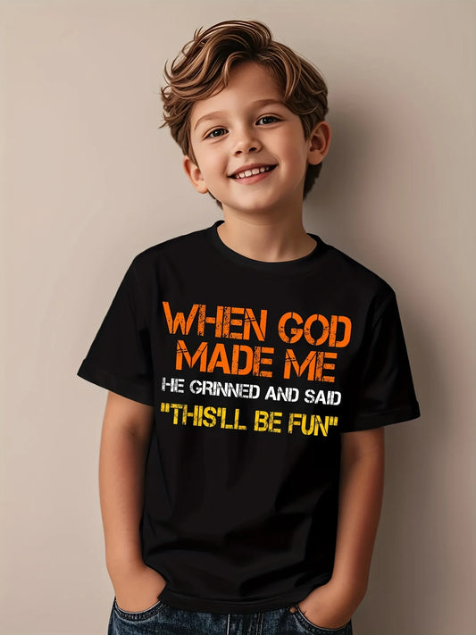 Funny God Made Me Grin Kids T-Shirt