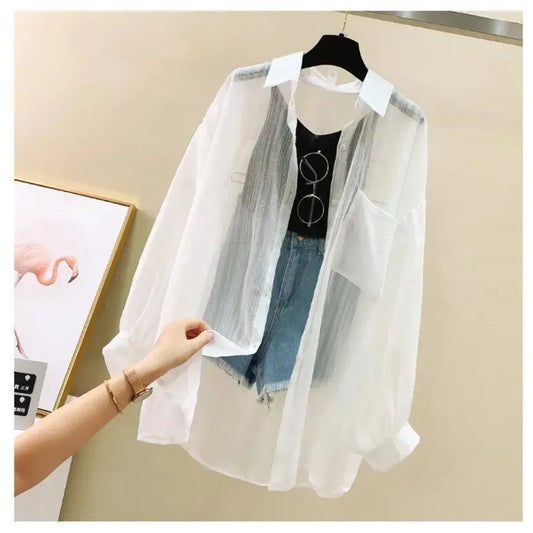 Summer Chiffon See-Through Sunscreen Blouse