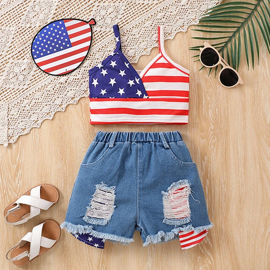 Girls 4th of July Stars & Stripes Outfit Set