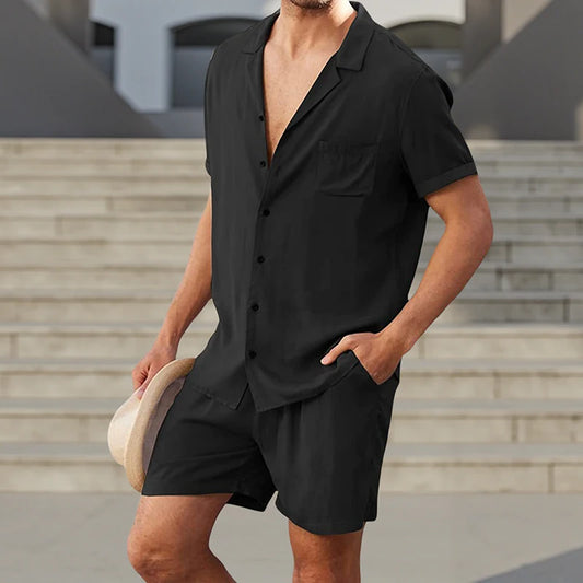 Men's Casual Linen Outfit 2-Piece Set