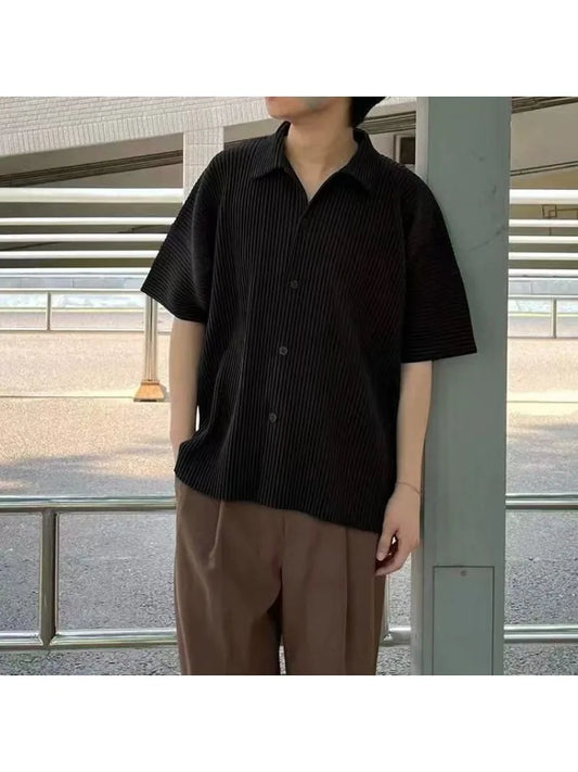 Men's Pleated Summer Cardigan Shirt