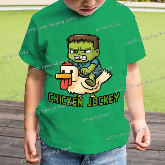 Kids' Chicken Jockey Cartoon T-Shirt